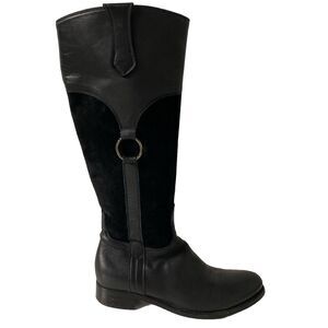 AGL Attilio Giusti Leombruni Tall Boot Leather Suede Black Round Toe Fla…